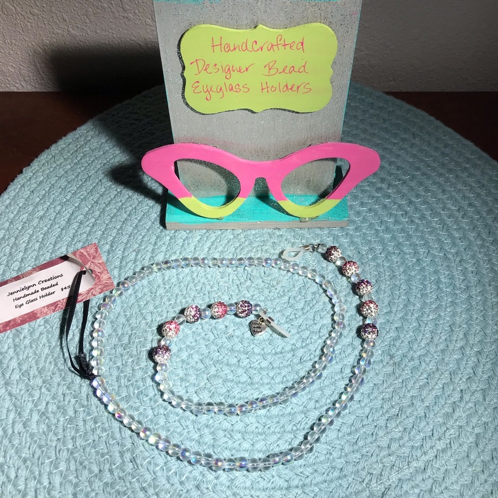 Handmade glass bead eyeglass holder